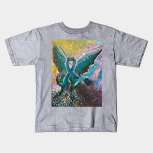 Teal Butterfly Kids T-Shirt